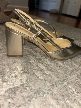 Marc Fisher Gold Metallic Slingback Block Heels